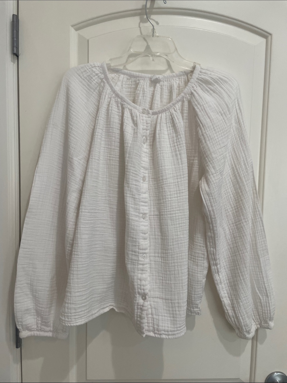GAP White Button-Front Gauze Top